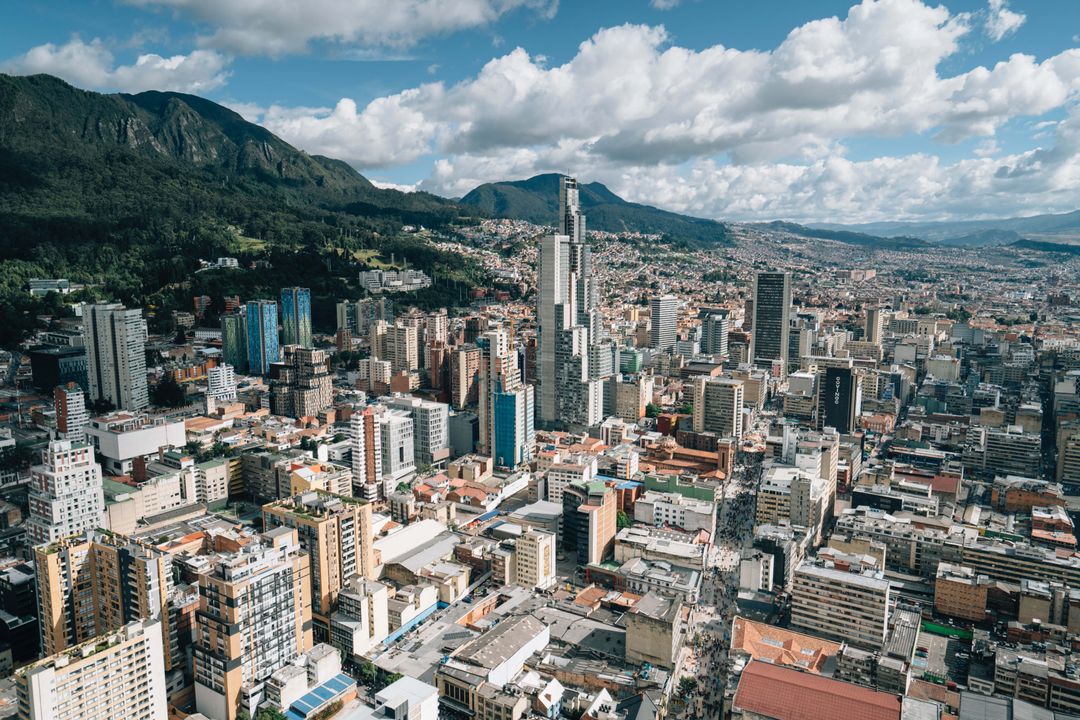 View of a Bogotá, Colombia, from the top of a building